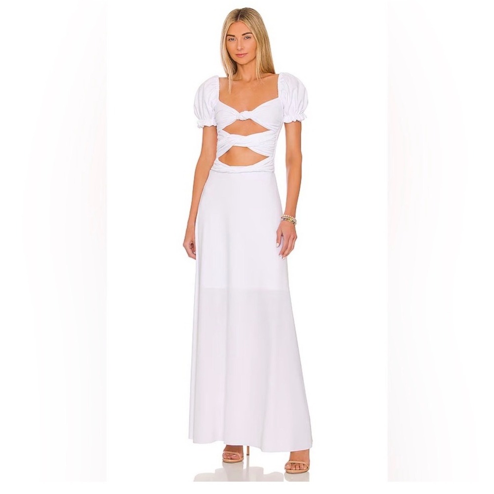 Agua Bendita Maxi Dress Womens M White Cutout Bali 9536 Revolve Wedding NWT